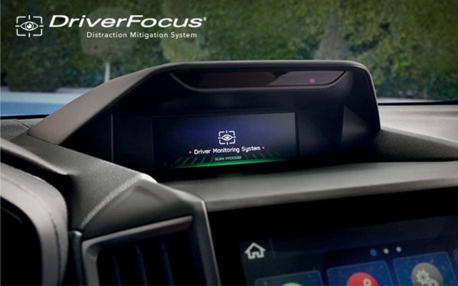 A close-up of the DriverFocus Distraction Mitigation System display on the 2022 Forester.